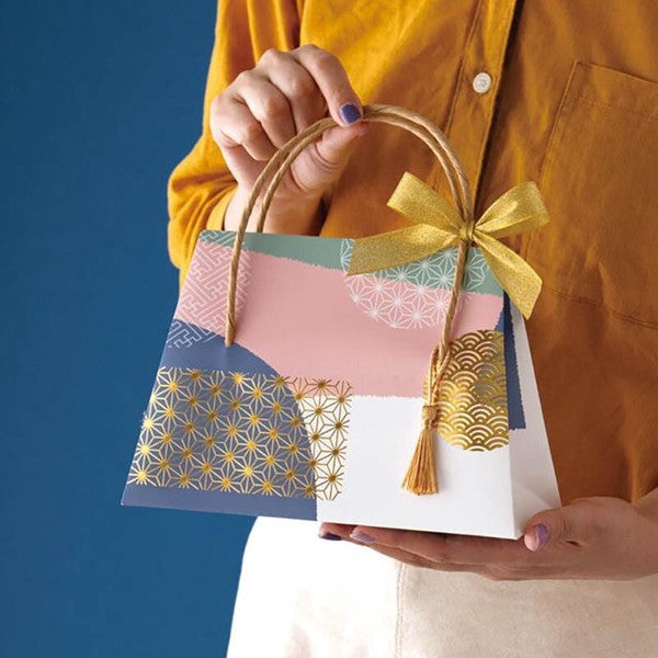 HEADS Japanese Pattern Flap Paper Gift Bag with Gold Tassel HEADS