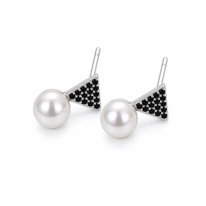 925 Sterling Silver Triangle Pearl Drop Earrings Yui mart