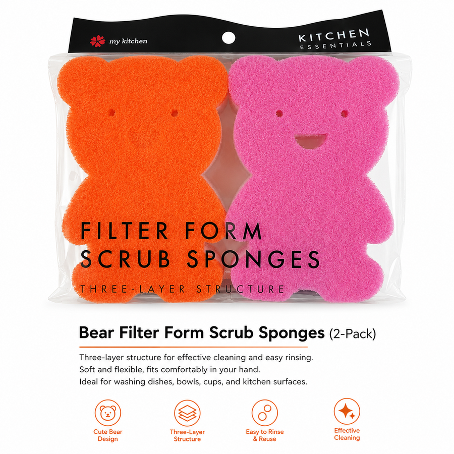 BearBuddy Kitchen Scrub Sponges (2-Pack) Yui mart