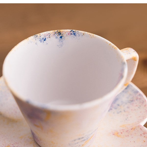 Arita Hasami Ware Nishiki Blue Pink Coffee Cup & Saucer Set Tasho Toen