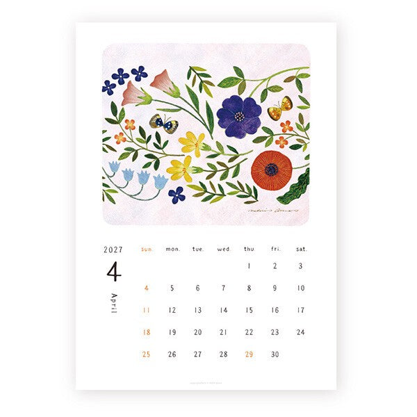 Japanese A4 art calendar by Midori Asano