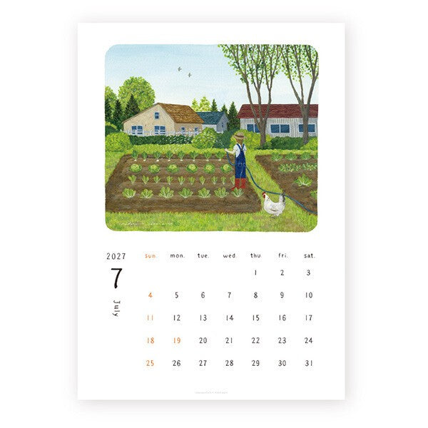2027 Japanese art calendar page by Midori Asano