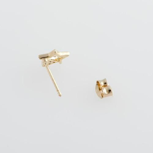 Gold-tone star stud earring post and backing detail
