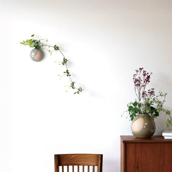 Light Blue Kamakura wall vase in a Japanese-inspired interior