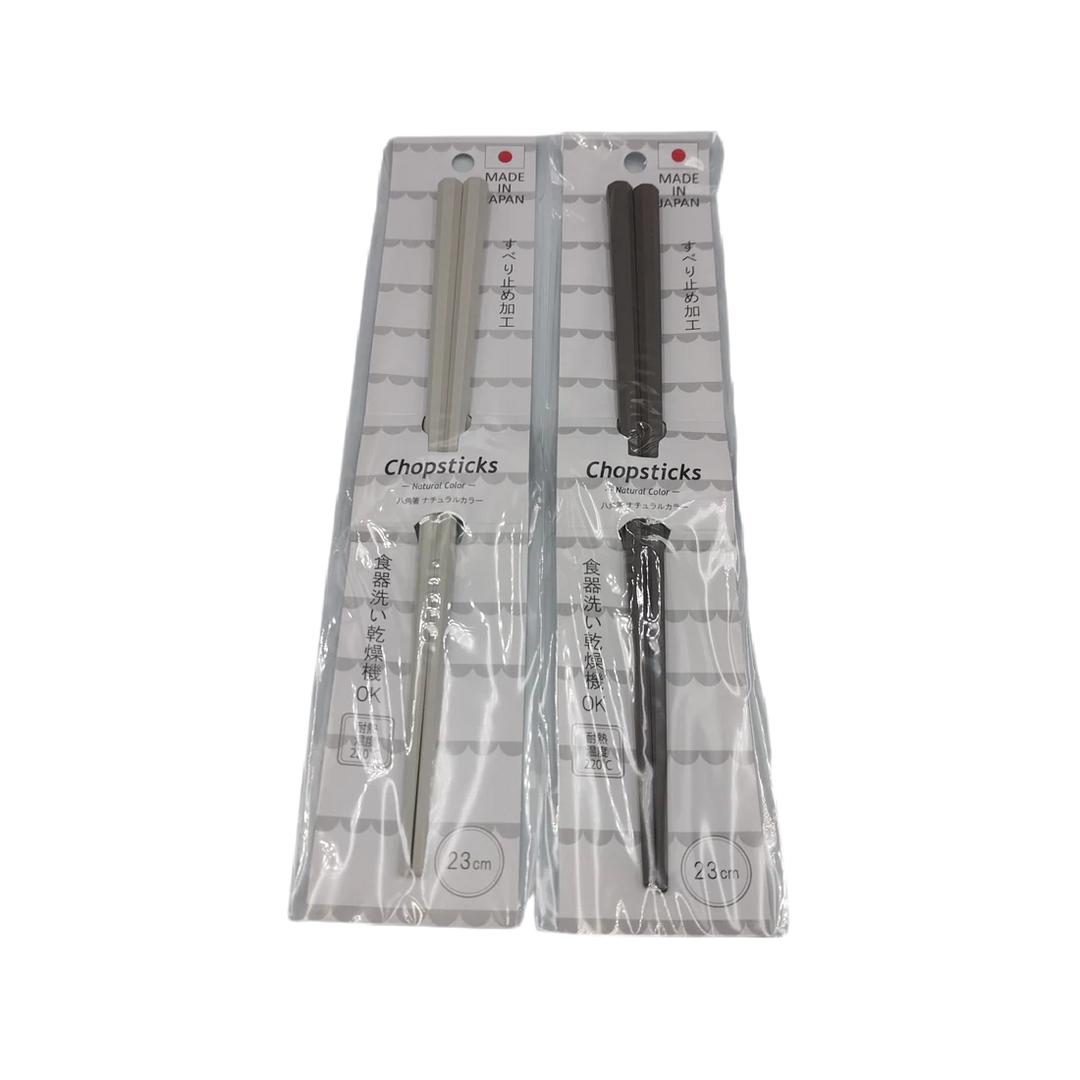 Maruki octagonal non-slip chopsticks 23cm made in Japan white and natural colors