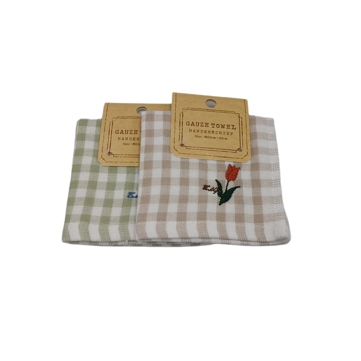 Gauze-lined pile handkerchief tulip Yui mart