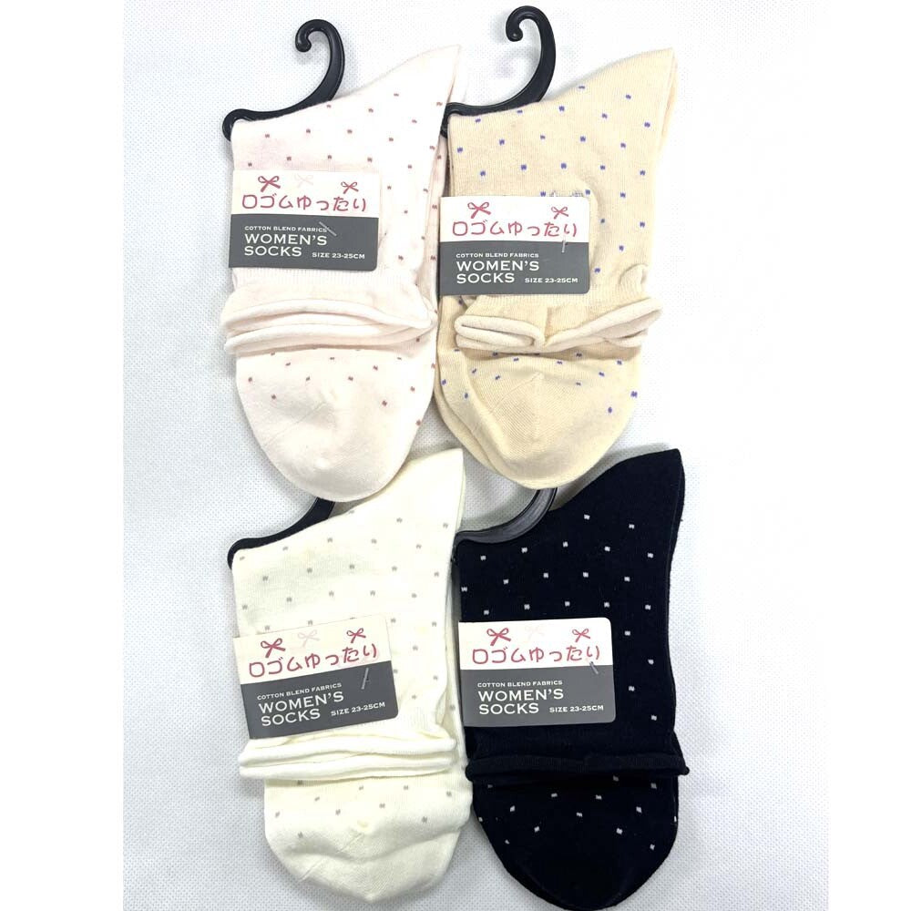 Wago relaxed-cuff cotton blend polka dot socks in four colors