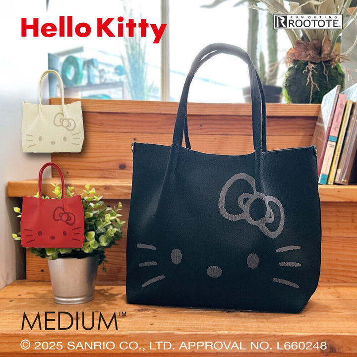 ROOTOTE x Hello Kitty Leforu medium knit tote bag in three colors