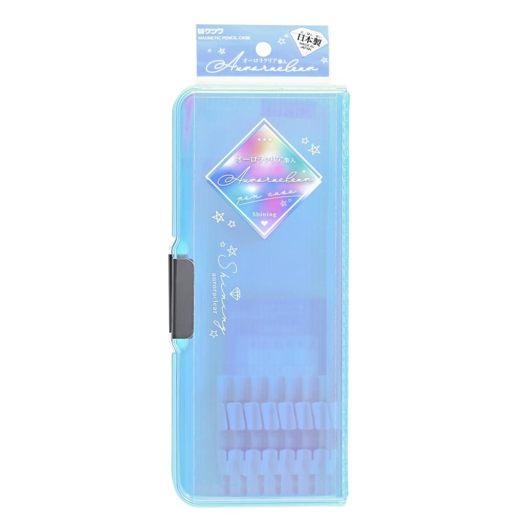 Kutsuwa Aurora Clear pencil case light blue retail package made in Japan