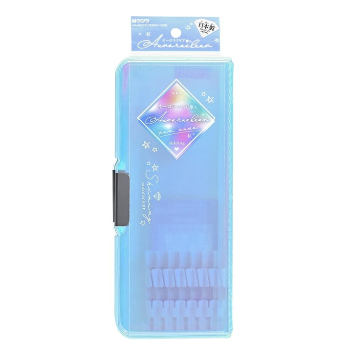 Kutsuwa Aurora Clear pencil case light blue retail package made in Japan