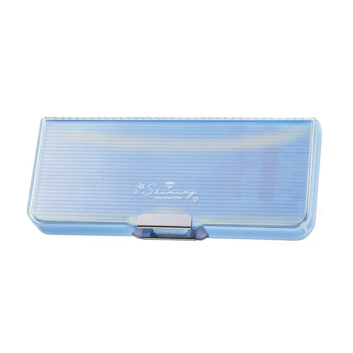 Kutsuwa Aurora Clear magnetic pencil case light blue front view