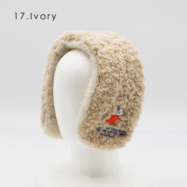 MOOMIN boa fur embroidered earmuffs ivory color