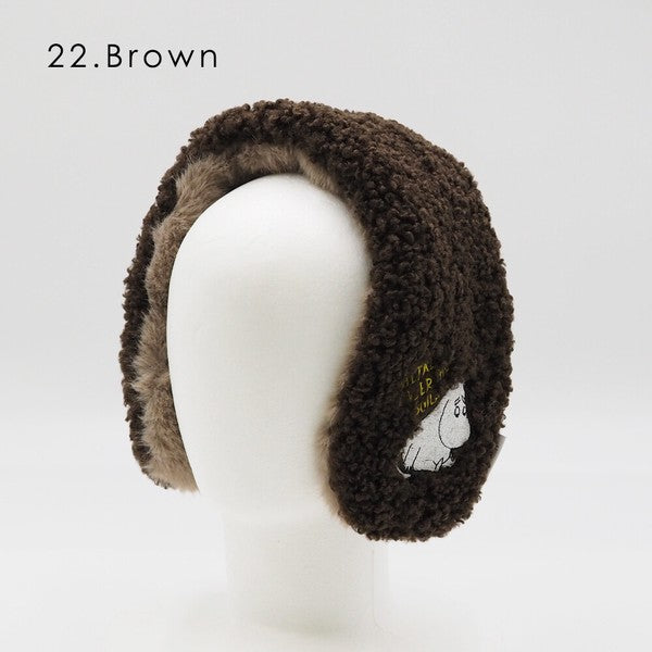 MOOMIN boa fur embroidered earmuffs brown color