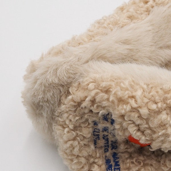 MOOMIN boa fur embroidered earmuffs side detail