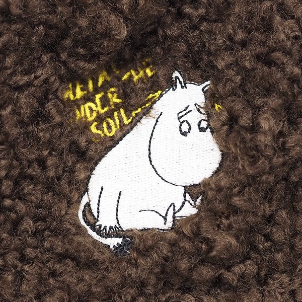 MOOMIN boa fur bucket hat soft texture close up