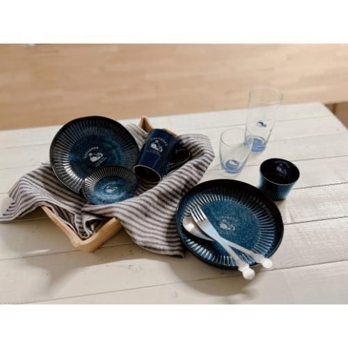 Doraemon Indigo tableware lifestyle image with mug and plates