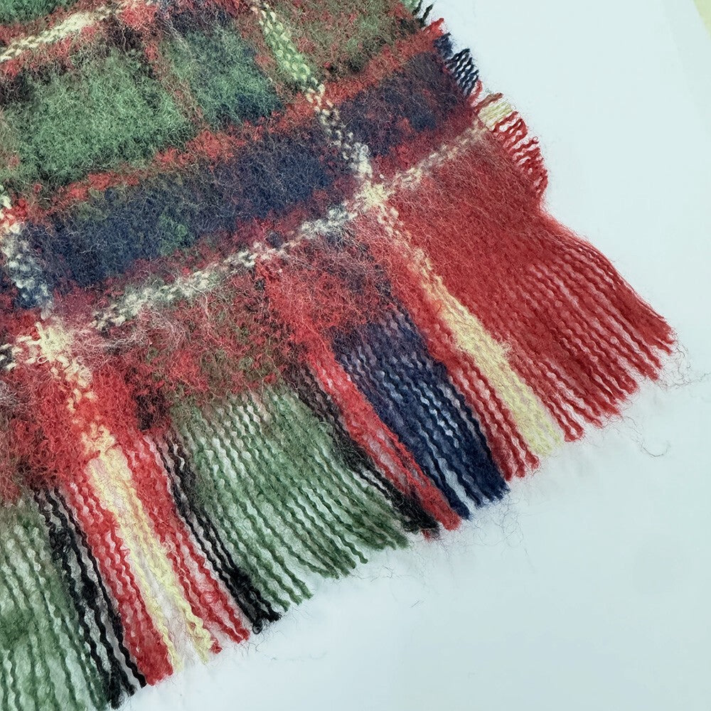 Lune jumelle boucle shaggy check stole