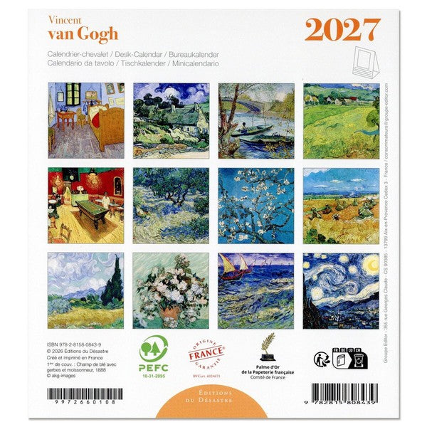 2027 Van Gogh desktop calendar interior view 2