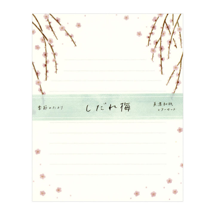 Hyogensha Weeping Plum Mino Washi Letter Set