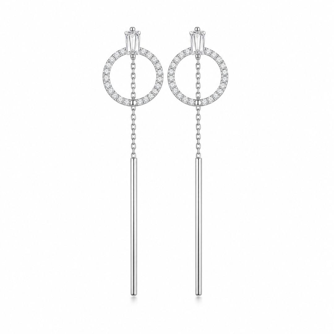 925 Sterling Silver Long Drop Earrings Yui mart