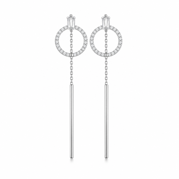 925 Sterling Silver Long Drop Earrings Yui mart