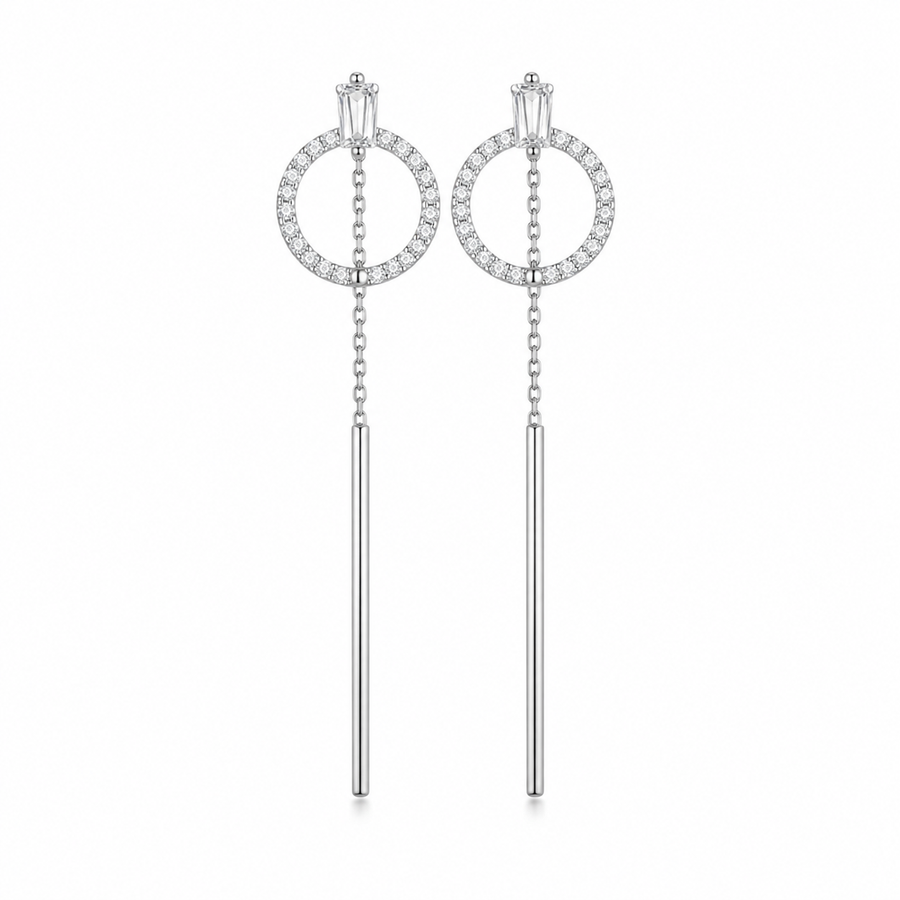 925 Sterling Silver Long Drop Earrings Yui mart