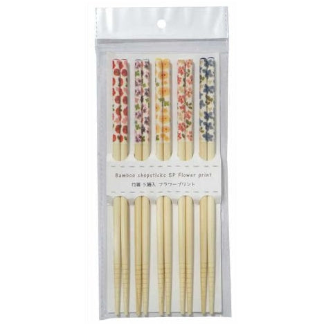 Bamboo Chopsticks (5 Pairs) — Floral Print Yui mart
