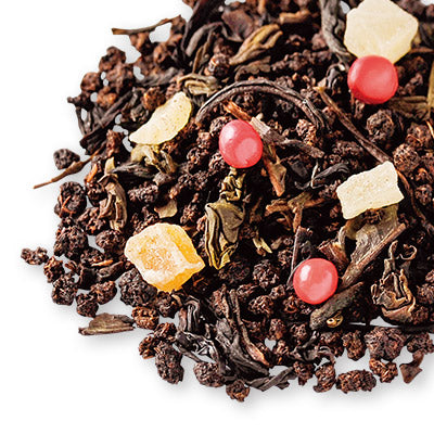 LUPICIA DARUMA flavored black tea loose leaf blend with dried mango and pink pepper