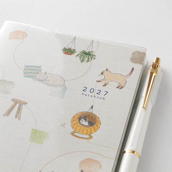 MIDORI 2027 Cat Pocket Diary two-week schedule page