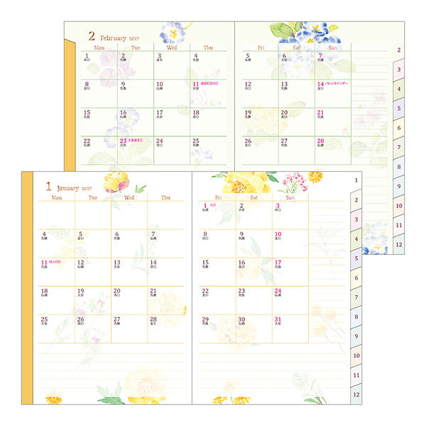 MIDORI Country Time Floral A6 Planner interior illustration