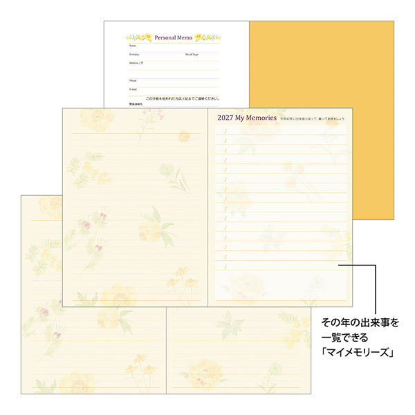 MIDORI 2027 Country Time Floral A6 Pocket Diary back cover detail