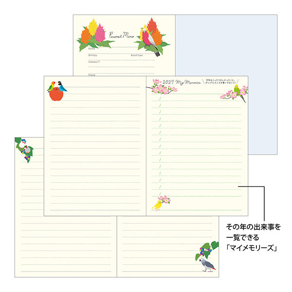 MIDORI 2027 Bird A6 Pocket Diary back cover detail