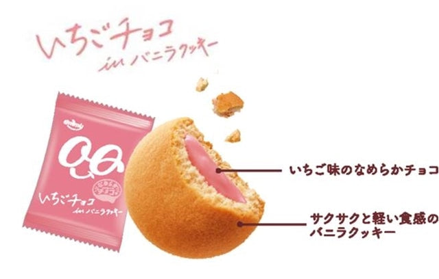 Shoei Delicy strawberry chocolate in vanilla cookie filling detail
