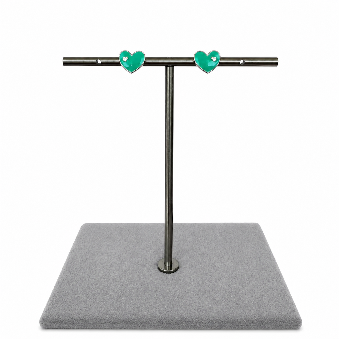 925 Sterling Silver Turquoise Heart Stud Earrings Yui mart
