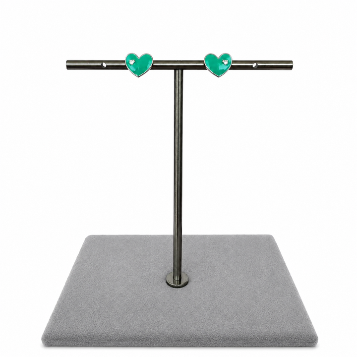 925 Sterling Silver Turquoise Heart Stud Earrings Yui mart