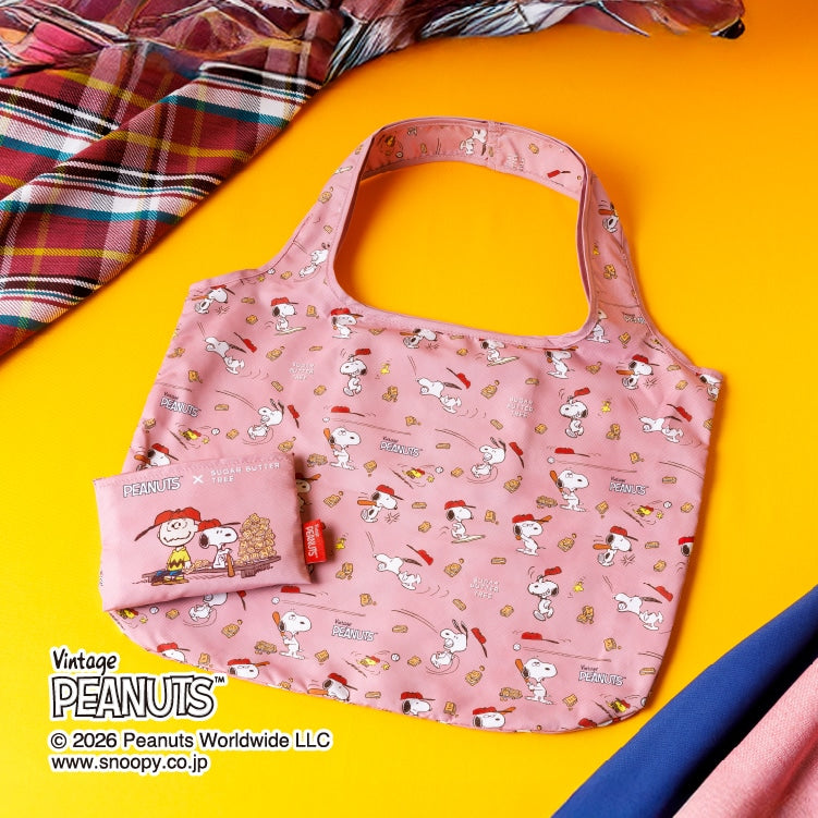 Dusty pink PEANUTS reusable shopping bag