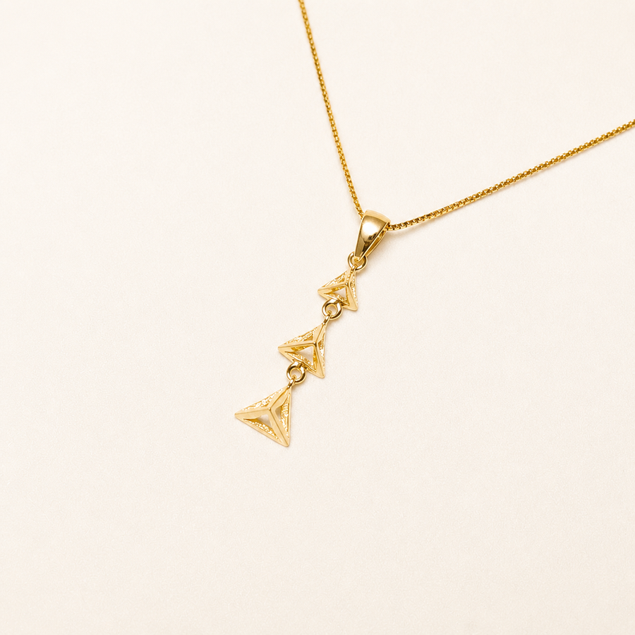 Gold-Plated Triangle Drop Necklace Yui mart