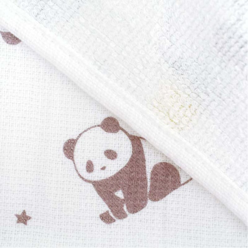 Panda single-sided pile face towel blue design detail