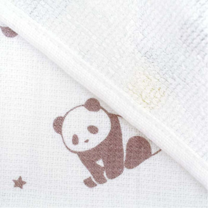 Panda single-sided pile face towel blue design detail
