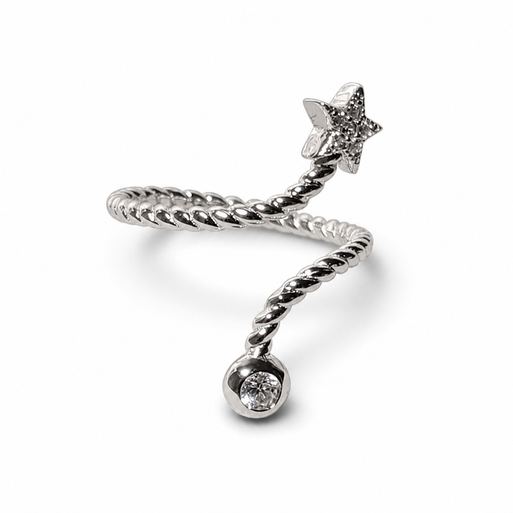 925 Sterling Silver Adjustable Star Ring Yui mart