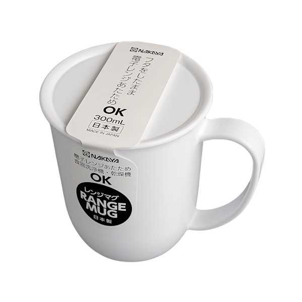 Nakaya Monotone white microwave-safe mug with lid 300ml