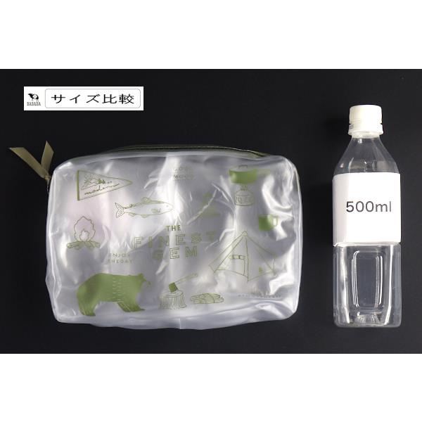 Synapse Japan clear travel pouch size comparison with 500ml bottle