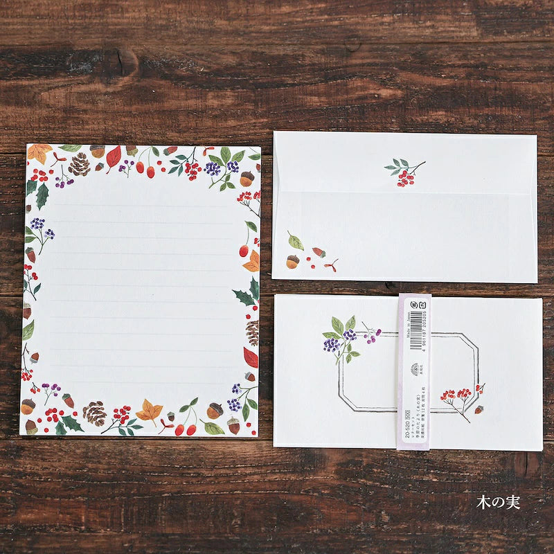 Hyogensha Autumn Nuts Mino Washi Letter Set Hyogensha