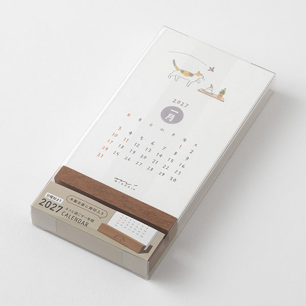 MIDORI 2027 Cat calendar illustrated monthly card set