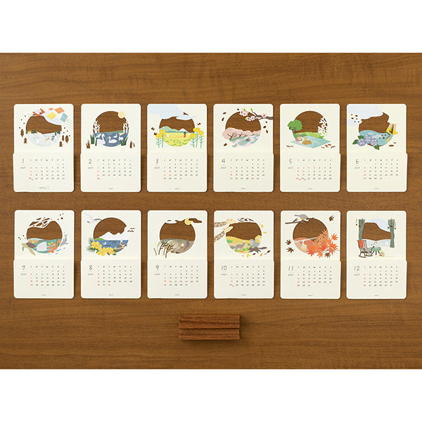 MIDORI Seasonscape 2027 calendar monthly card detail