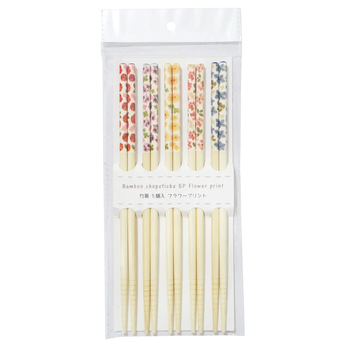 Watts floral print bamboo chopsticks, five assorted pairs
