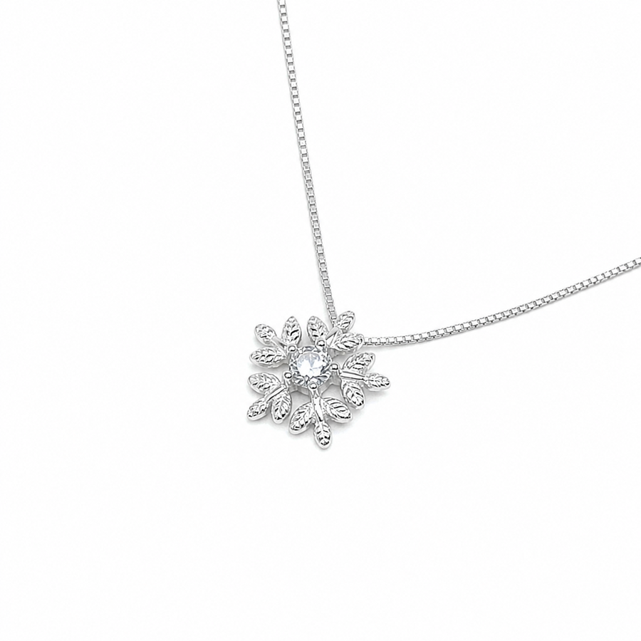 Dainty Snowflake Crystal Necklace Yui mart