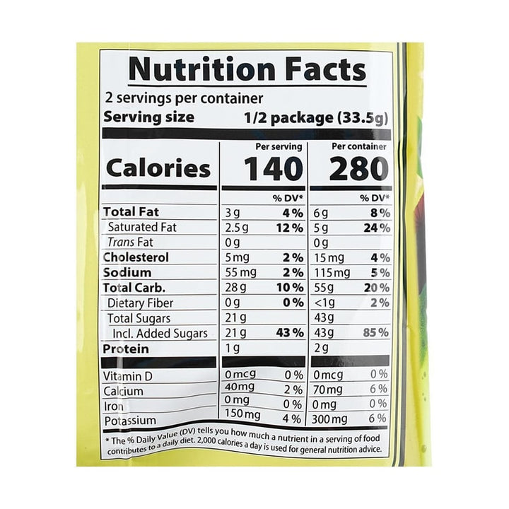 UHA Tokuno Matcha Milk Candy nutrition facts panel