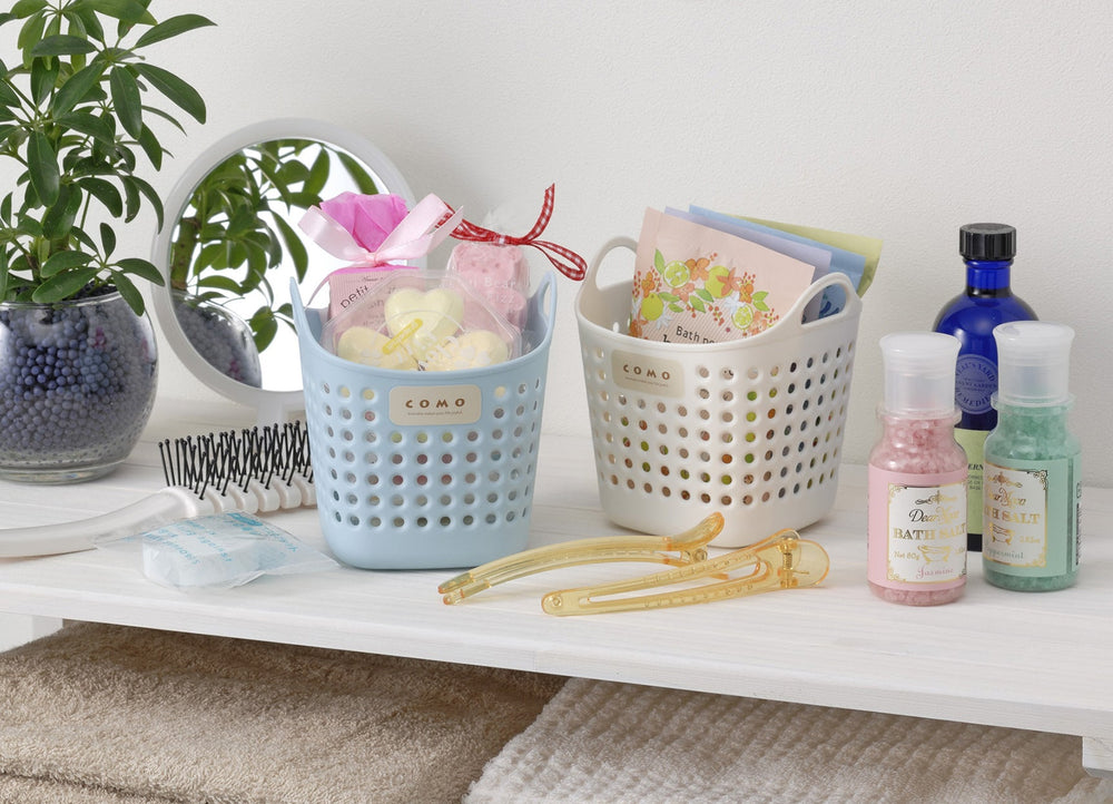 Inomata Como Mini Square Blue Storage Basket product view