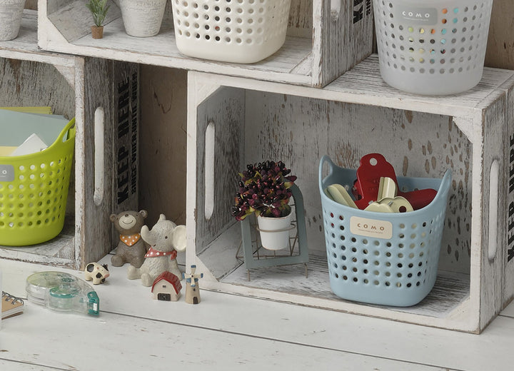Inomata Como Mini Square Blue Storage Basket details